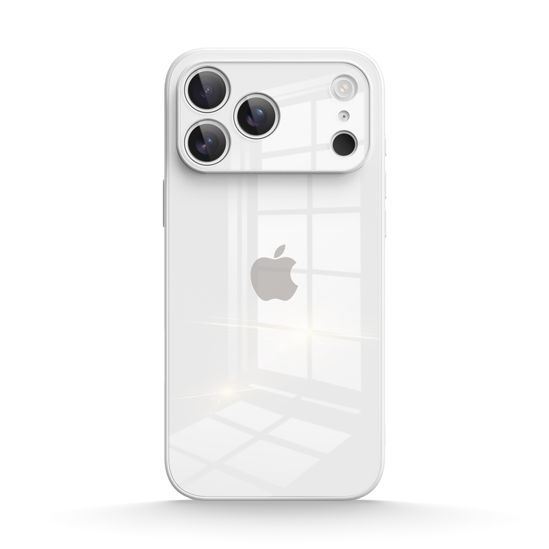 White | iPhone Tempered Glass Phone Case
