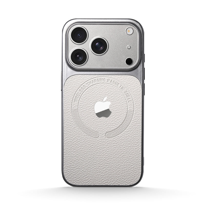 White | iPhone Leather Texture Magsafe Case