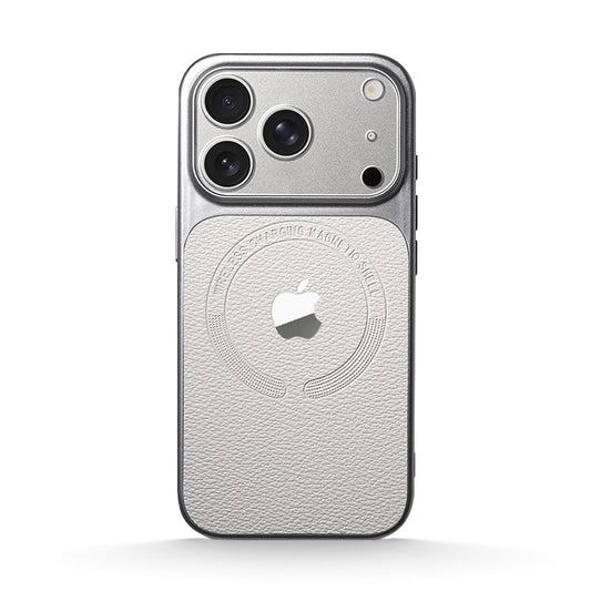 White | iPhone Leather Texture Magsafe Case