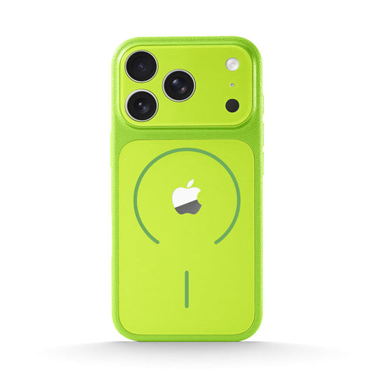 Fluorescent Green | iPhone MagSafe Faux Leather Textured Case