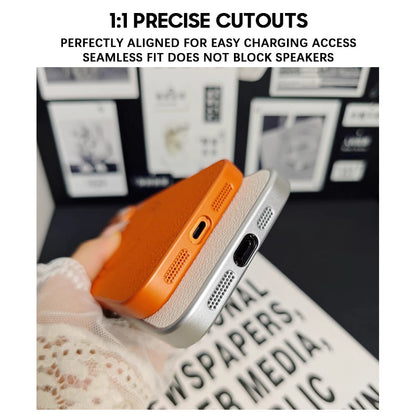 White | iPhone Leather Texture Magsafe Case