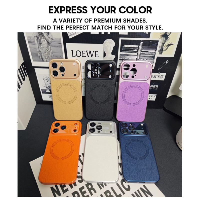 White | iPhone Leather Texture Magsafe Case