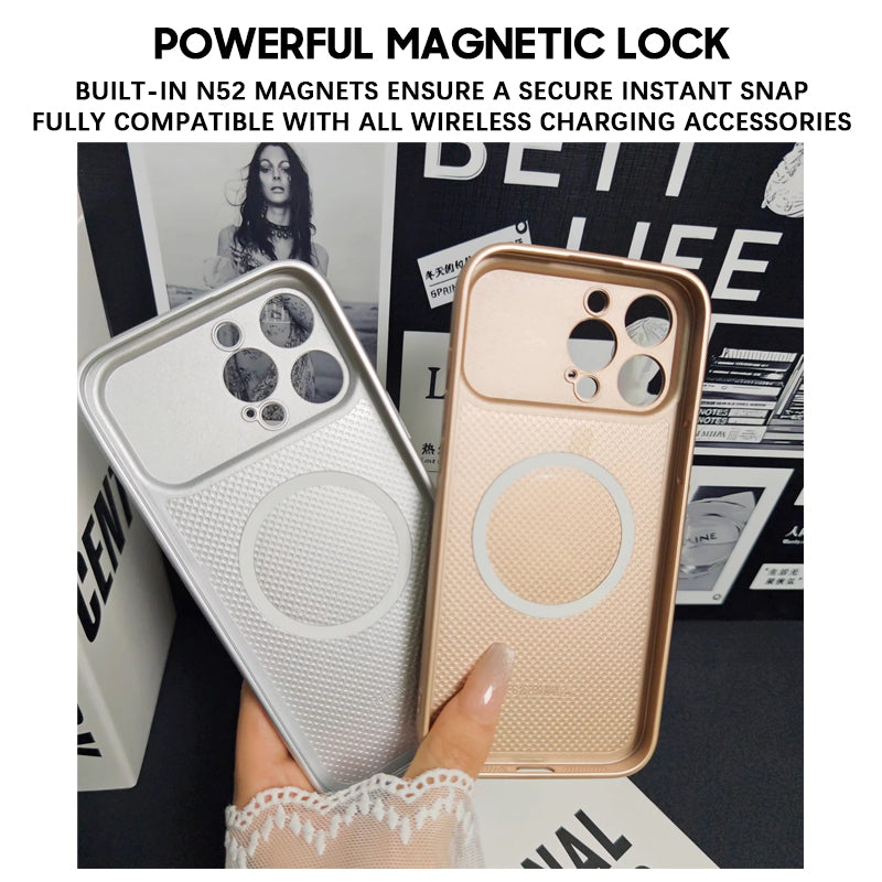 White | iPhone Leather Texture Magsafe Case