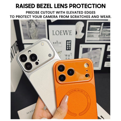 White | iPhone Leather Texture Magsafe Case