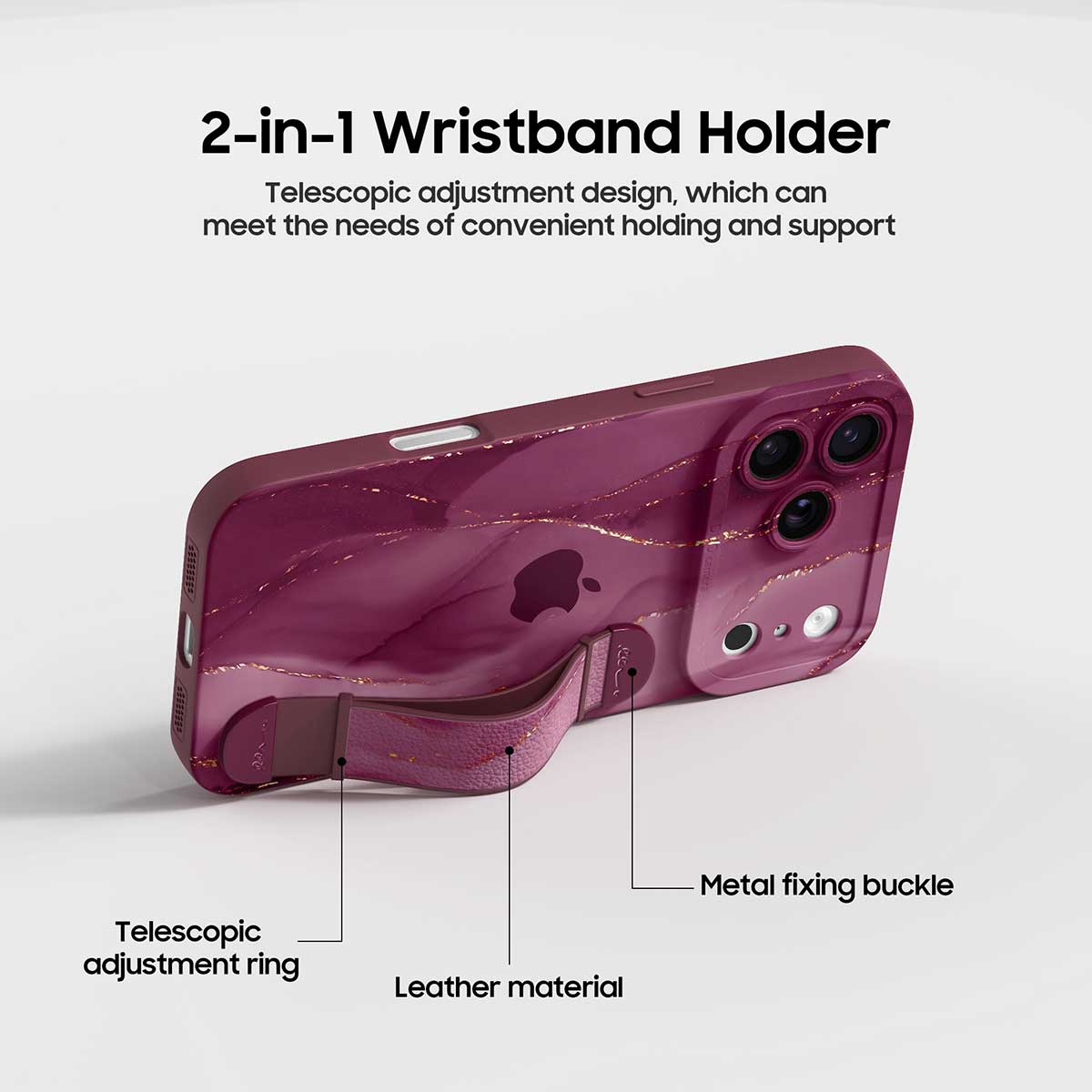 Gilt Plum Red | iPhone Series Multifunctional Wristband Case