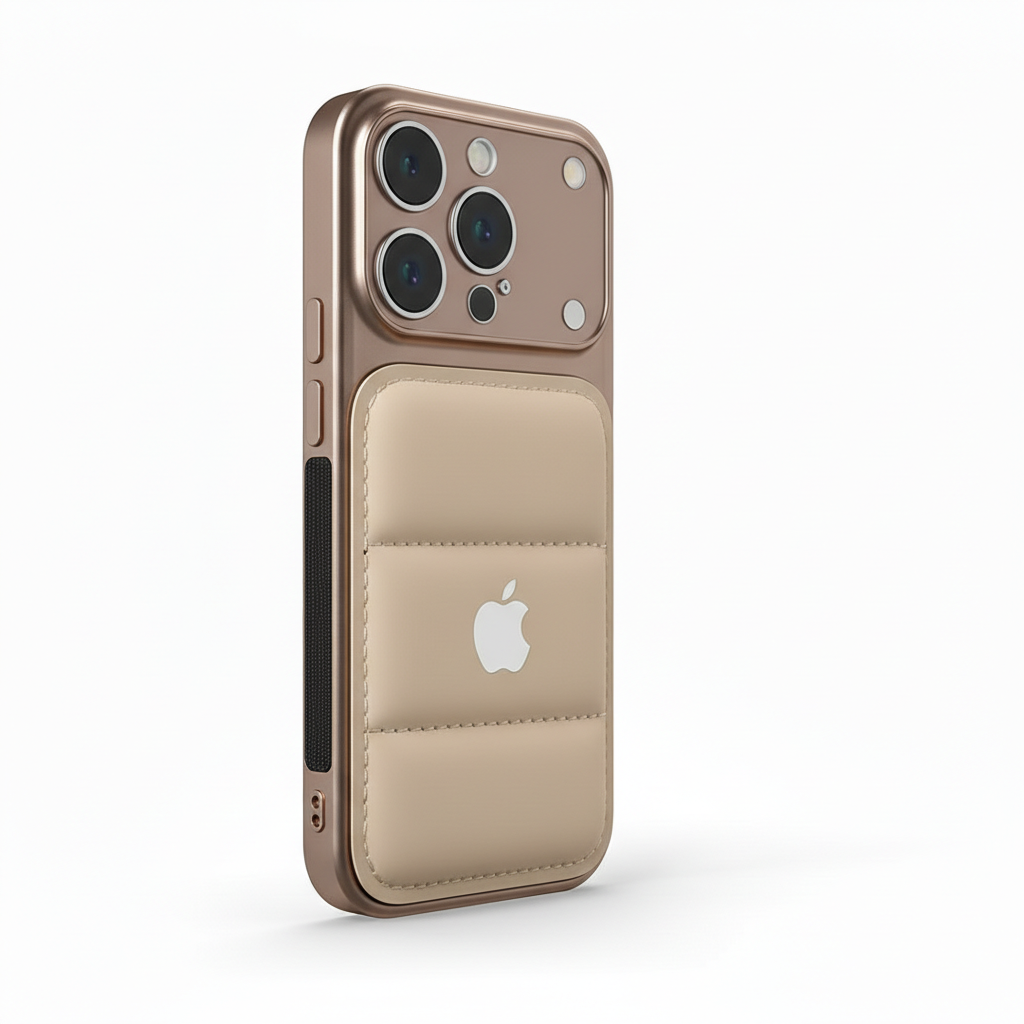 Khaki | iPhone Puffer Leather Case